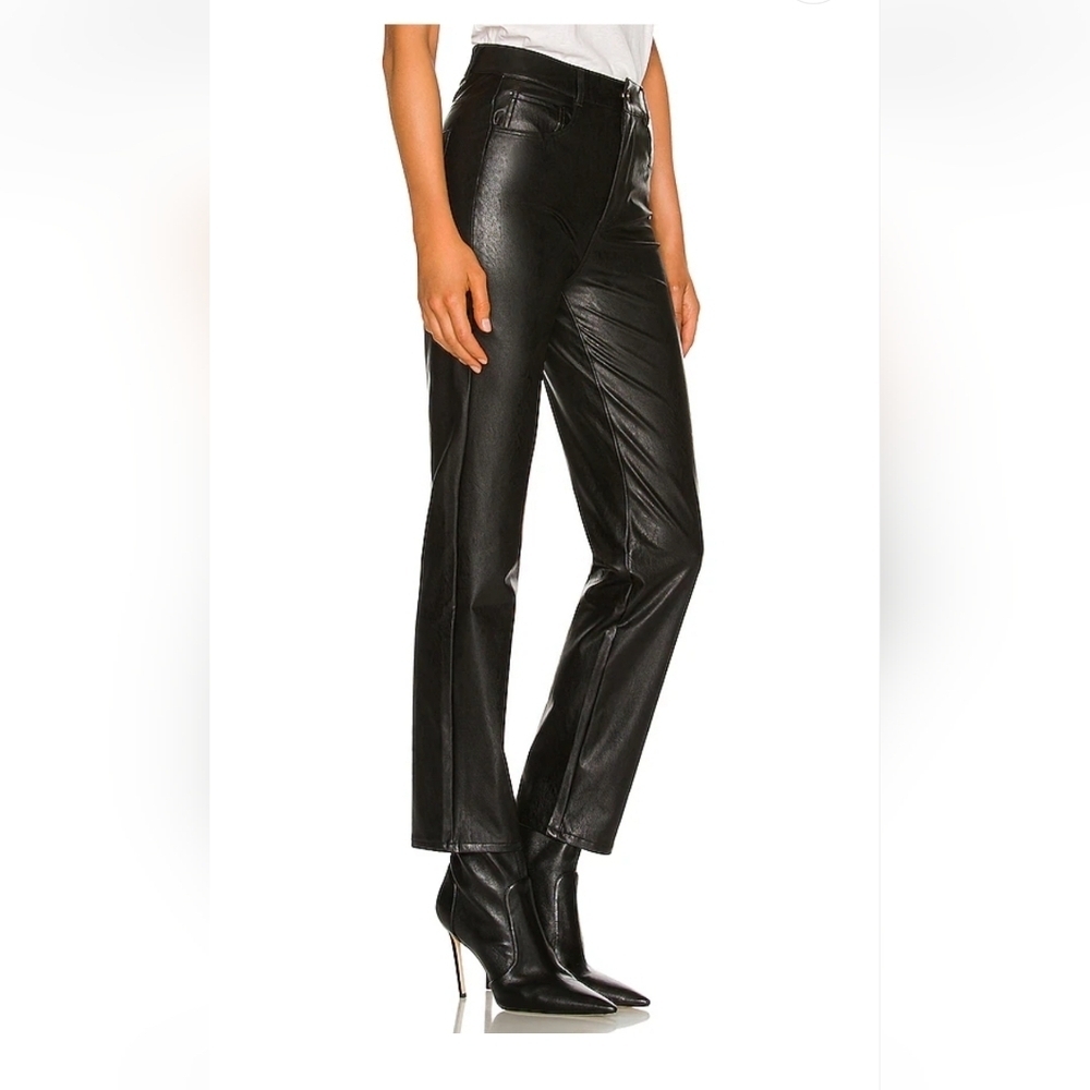 Paige Stella super high waist vegan leather straight leg pants black